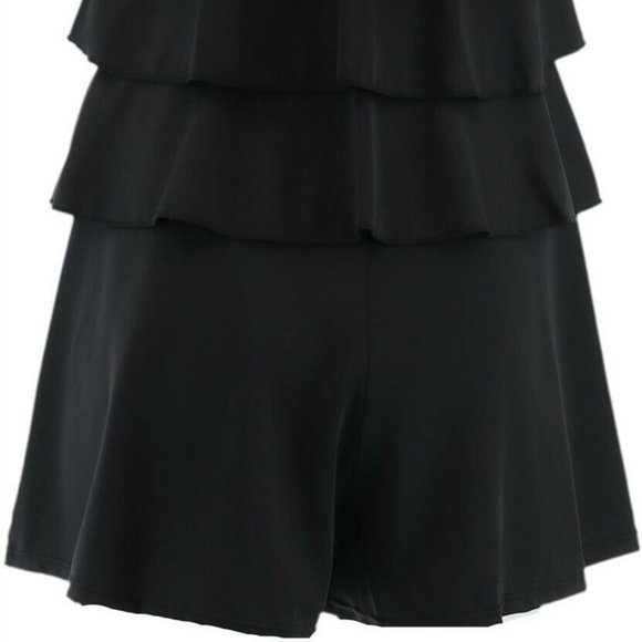 Fit 4 U V-Tiered Romper Swimsuit Black 8 - Picture 5 of 8